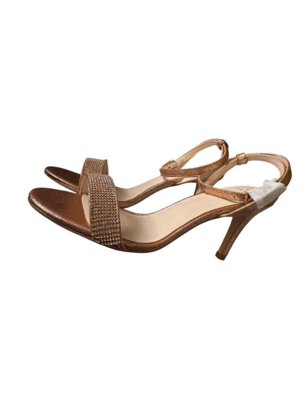 H by Halston Metallic Rose Gold Crystal Strap Sandals MRSP $128